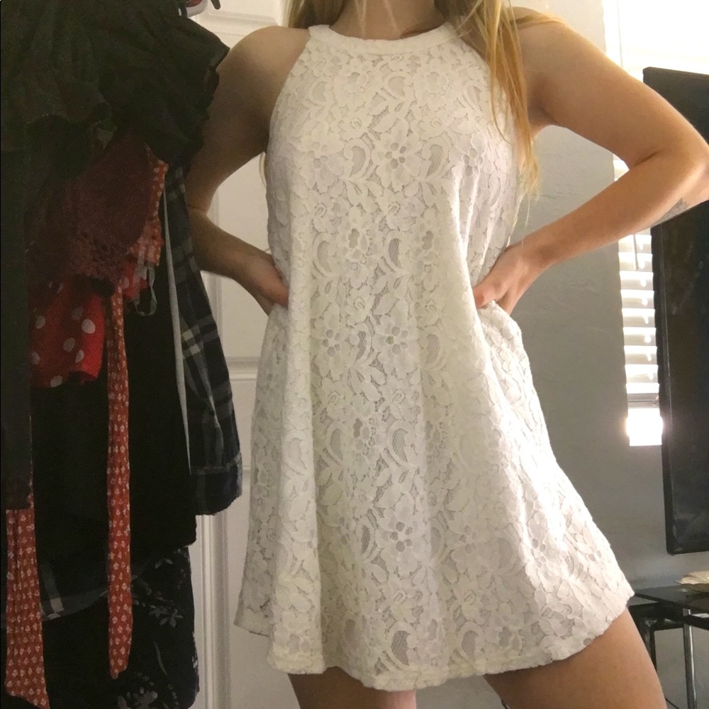 Lace high neck dress